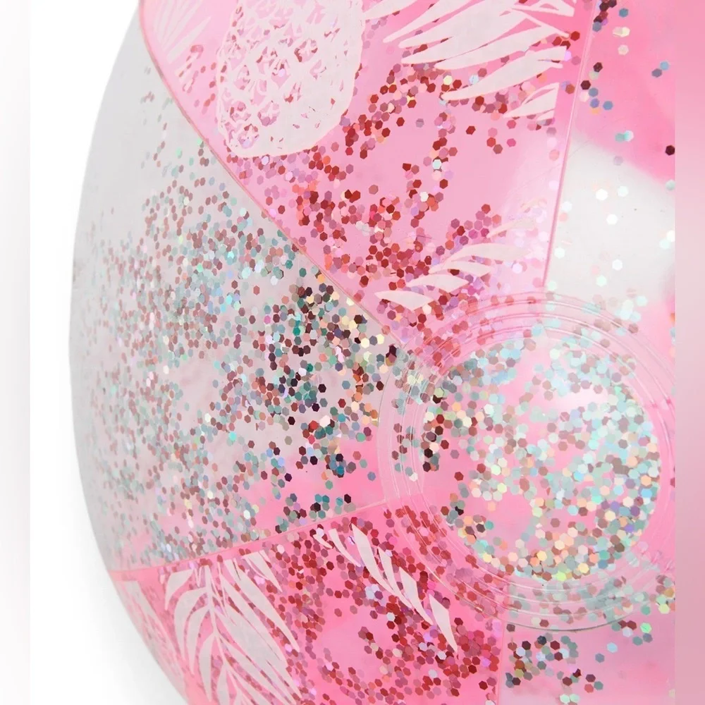 NWT 24” justice glitter beach ball pink clear durable summer beach pool